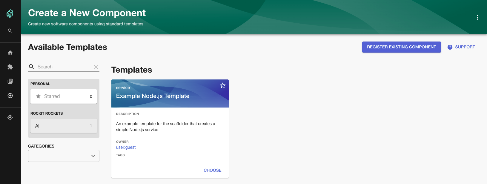 Screenshot of the Backstage Entity registration screen, asking for a URL to a yaml file in a repo