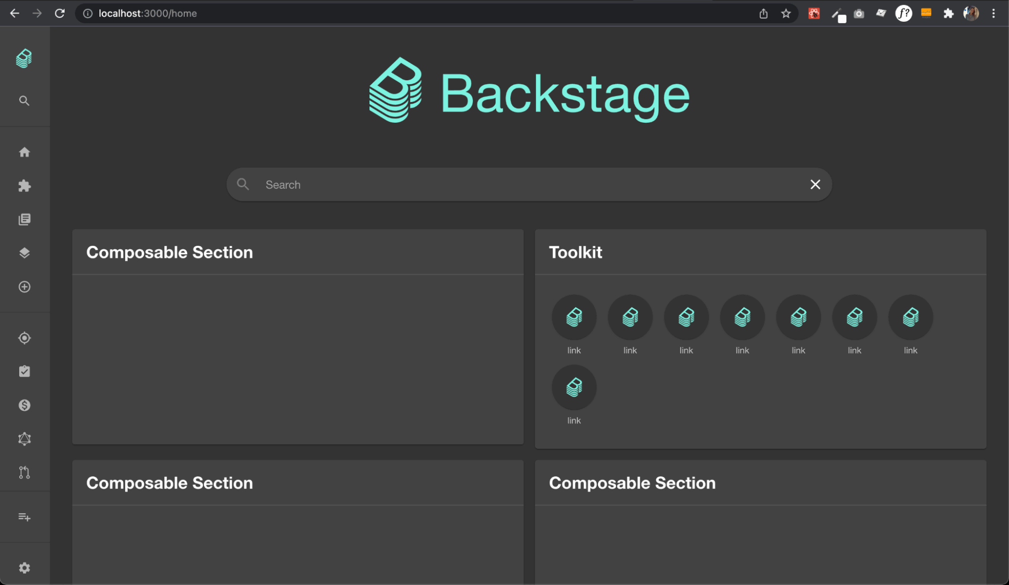 Composed Backstage homepage