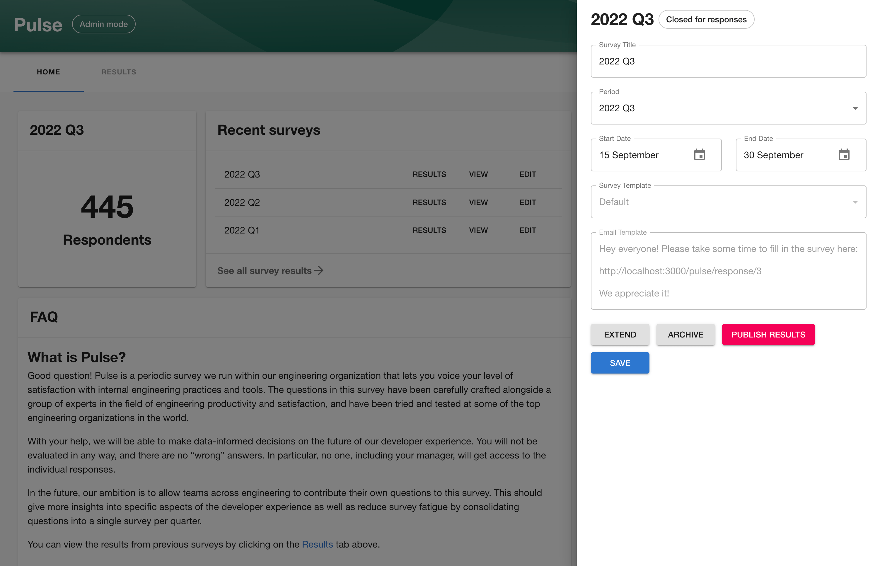 pulse configure a survey