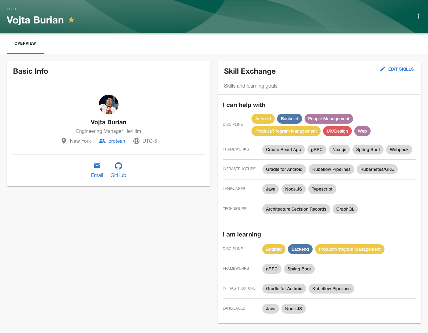 skill exchange profile