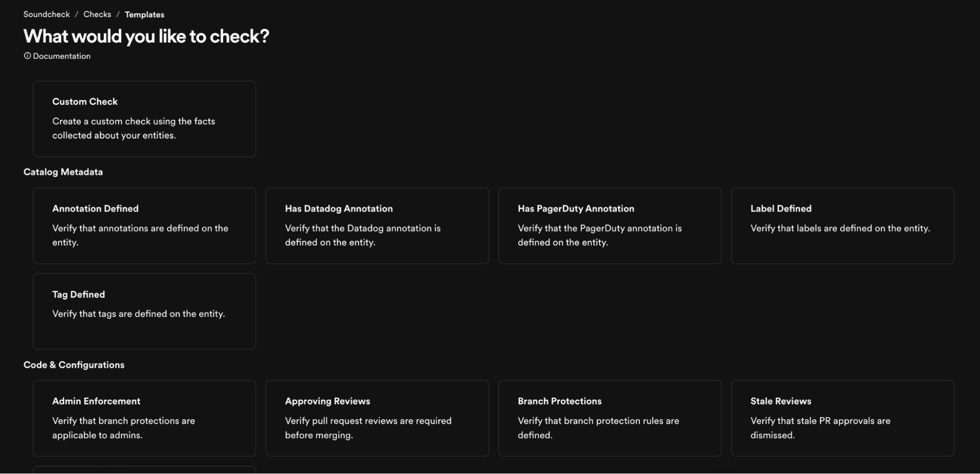 A screenshot of the new templates that ship with the Soundcheck plugin.