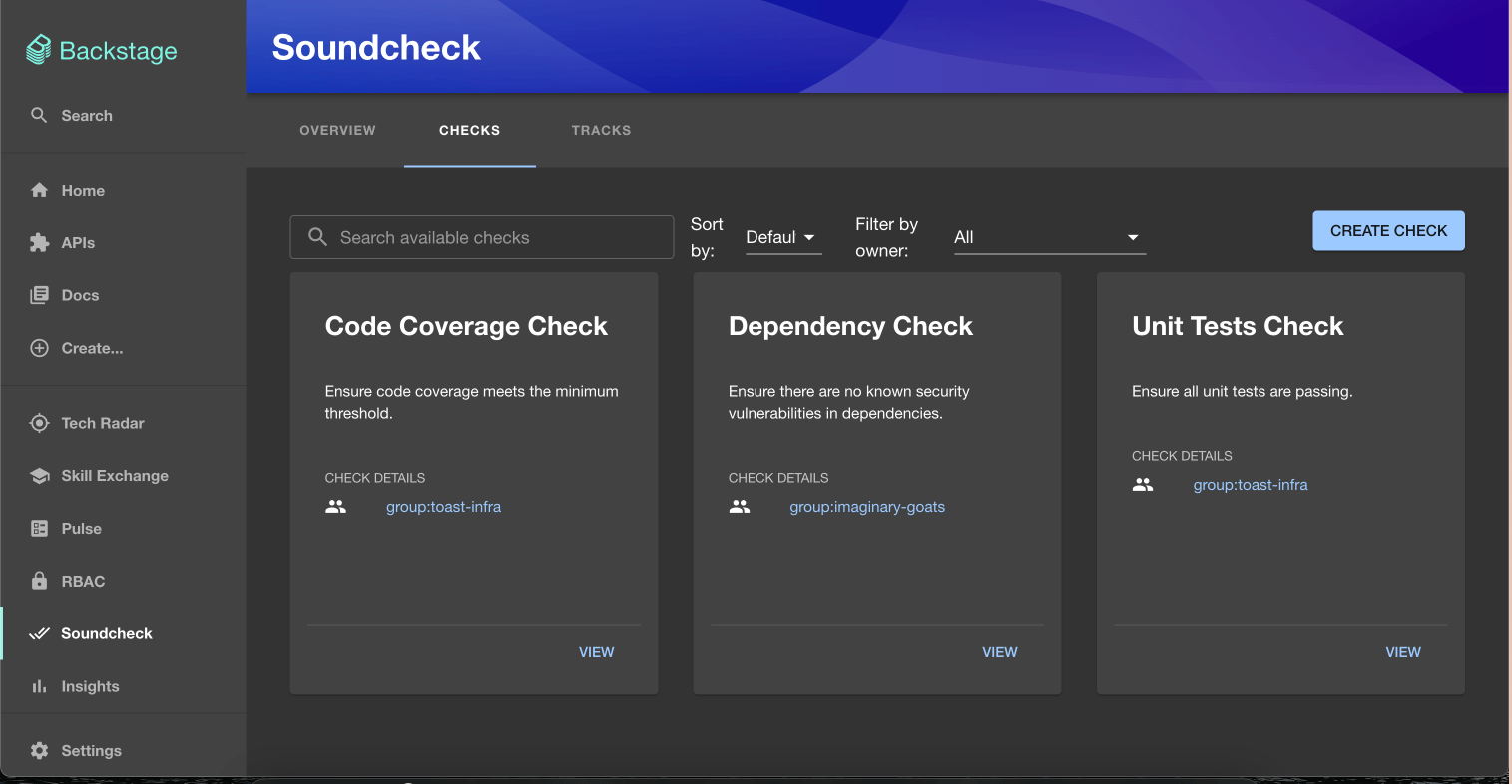 soundcheck no code UI tracks checks management